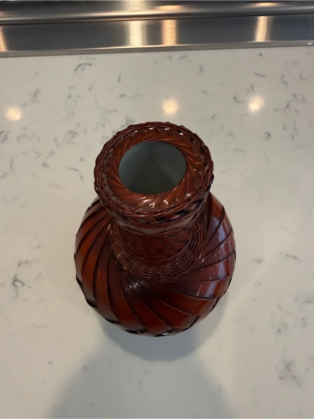 Woven Bamboo Rattan Vase boho vintage